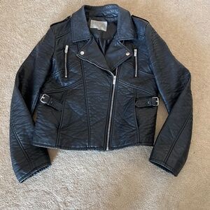 Rachel Roy Black Faux Leather Motorcycle Jacket
